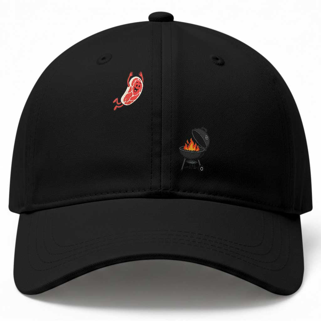 Humorous Diving Steak Charcoal Grill Graphic Baseball Cap BBQ Grilling Pitmaster Cookout Funny Barbecue Master
