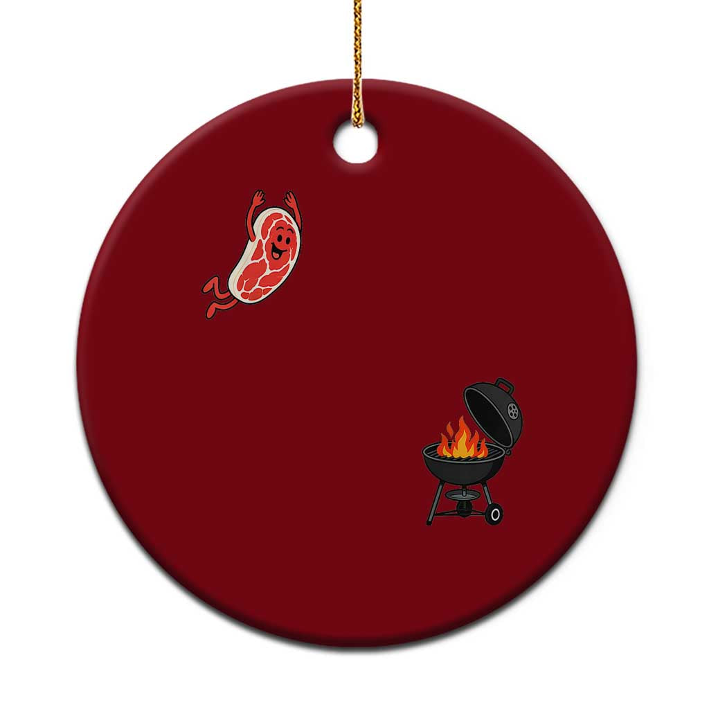 Humorous Diving Steak Charcoal Grill Graphic Ceramic Ornament BBQ Grilling Pitmaster Cookout Funny Barbecue Master