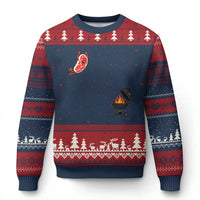 Humorous Diving Steak Charcoal Grill Graphic Ugly Christmas Sweater BBQ Grilling Pitmaster Cookout Funny Barbecue Master