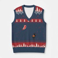 Humorous Diving Steak Charcoal Grill Graphic V-Neck Knit Sweater Vest BBQ Grilling Pitmaster Cookout Funny Barbecue Master