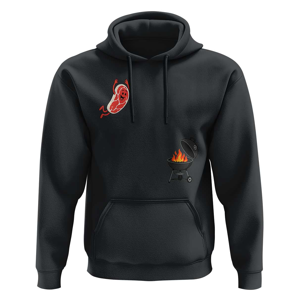 Humorous Diving Steak Charcoal Grill Graphic Hoodie BBQ Grilling Pitmaster Cookout Funny Barbecue Master