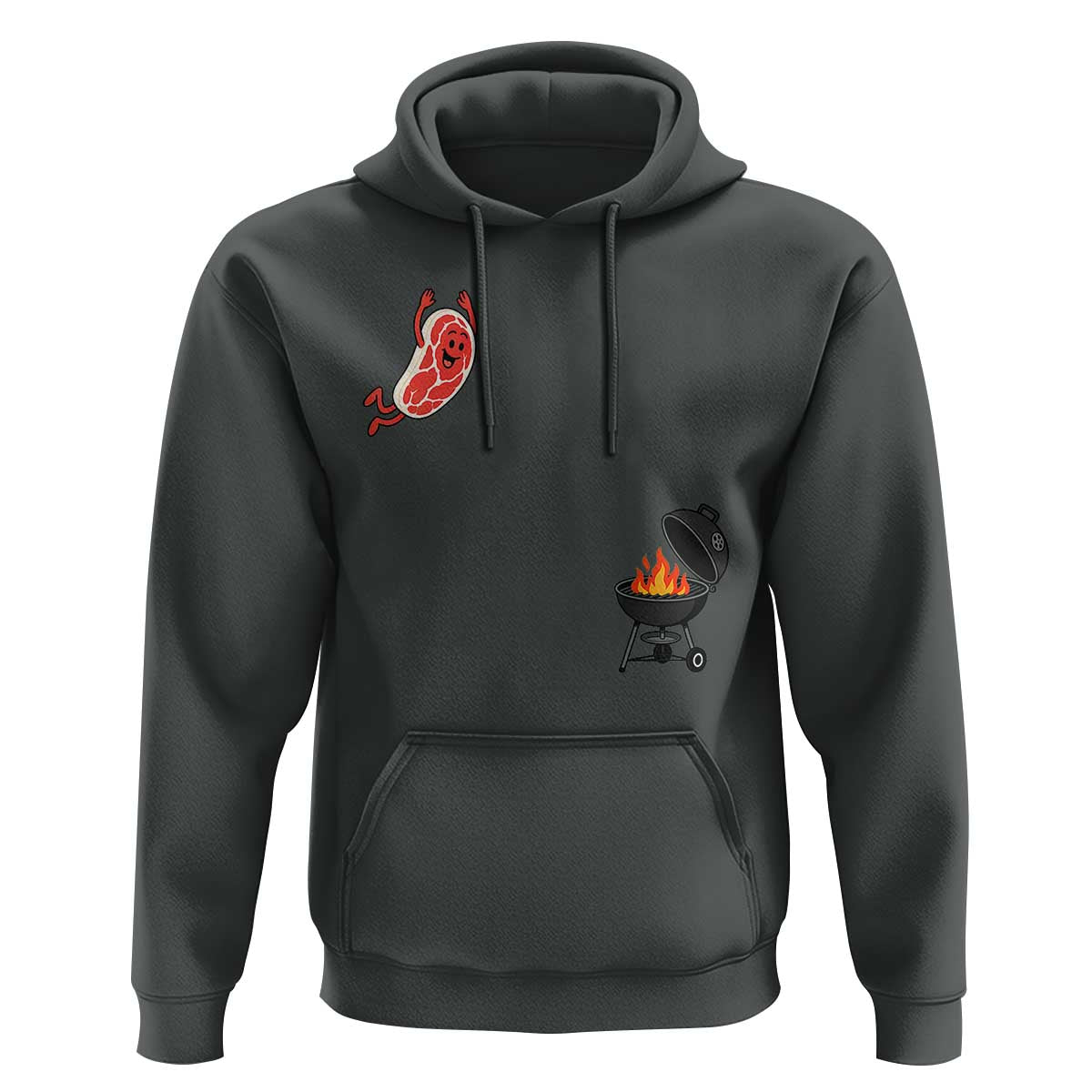 Humorous Diving Steak Charcoal Grill Graphic Hoodie BBQ Grilling Pitmaster Cookout Funny Barbecue Master
