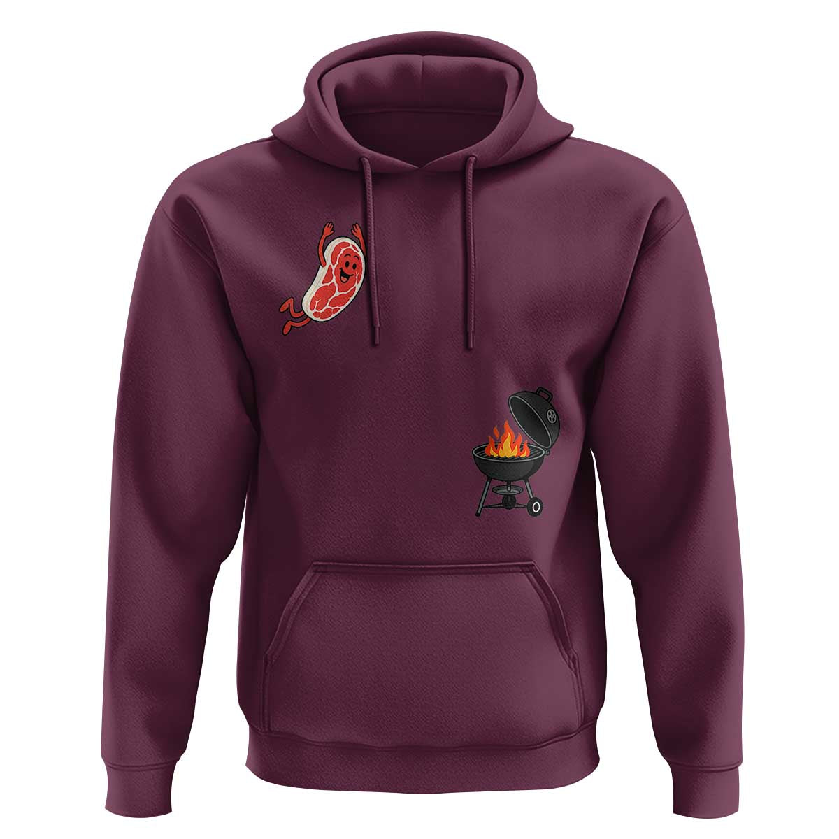 Humorous Diving Steak Charcoal Grill Graphic Hoodie BBQ Grilling Pitmaster Cookout Funny Barbecue Master