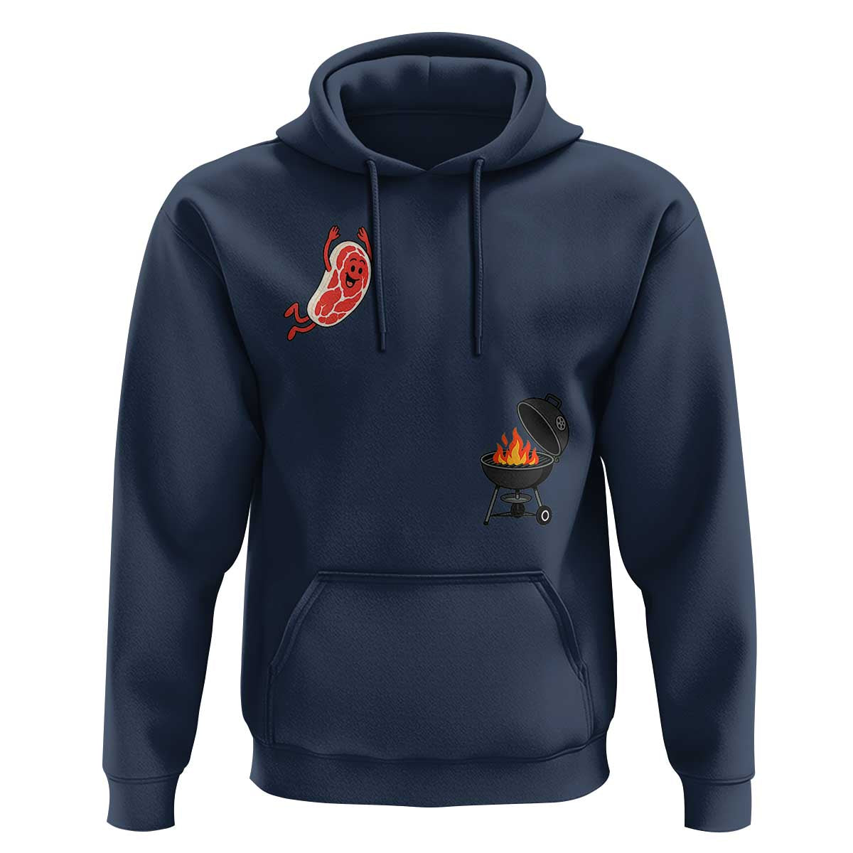 Humorous Diving Steak Charcoal Grill Graphic Hoodie BBQ Grilling Pitmaster Cookout Funny Barbecue Master