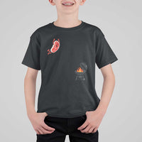 Humorous Diving Steak Charcoal Grill Graphic T Shirt For Kid BBQ Grilling Pitmaster Cookout Funny Barbecue Master