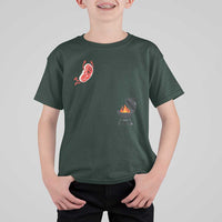 Humorous Diving Steak Charcoal Grill Graphic T Shirt For Kid BBQ Grilling Pitmaster Cookout Funny Barbecue Master