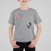 Humorous Diving Steak Charcoal Grill Graphic T Shirt For Kid BBQ Grilling Pitmaster Cookout Funny Barbecue Master