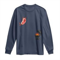 Humorous Diving Steak Charcoal Grill Graphic Long Sleeve Shirt BBQ Grilling Pitmaster Cookout Funny Barbecue Master