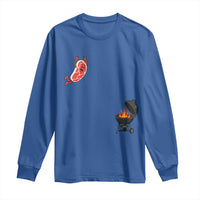 Humorous Diving Steak Charcoal Grill Graphic Long Sleeve Shirt BBQ Grilling Pitmaster Cookout Funny Barbecue Master