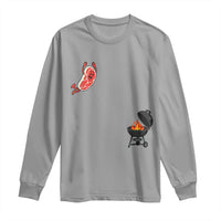 Humorous Diving Steak Charcoal Grill Graphic Long Sleeve Shirt BBQ Grilling Pitmaster Cookout Funny Barbecue Master