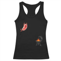 Humorous Diving Steak Charcoal Grill Graphic Racerback Tank Top BBQ Grilling Pitmaster Cookout Funny Barbecue Master