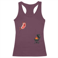 Humorous Diving Steak Charcoal Grill Graphic Racerback Tank Top BBQ Grilling Pitmaster Cookout Funny Barbecue Master