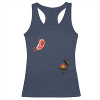 Humorous Diving Steak Charcoal Grill Graphic Racerback Tank Top BBQ Grilling Pitmaster Cookout Funny Barbecue Master