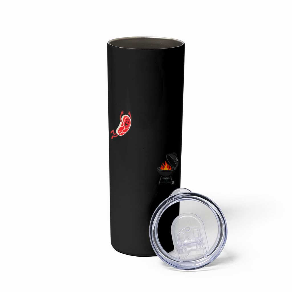Humorous Diving Steak Charcoal Grill Graphic Skinny Tumbler BBQ Grilling Pitmaster Cookout Funny Barbecue Master