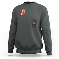 Humorous Diving Steak Charcoal Grill Graphic Sweatshirt BBQ Grilling Pitmaster Cookout Funny Barbecue Master