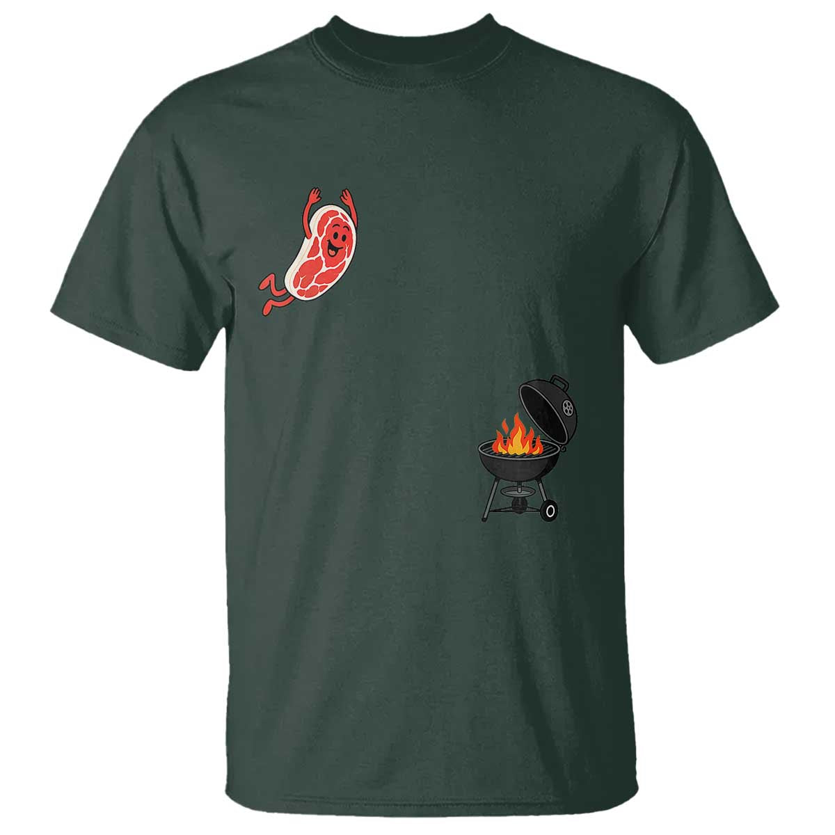 Humorous Diving Steak Charcoal Grill Graphic T Shirt BBQ Grilling Pitmaster Cookout Funny Barbecue Master