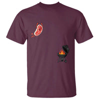 Humorous Diving Steak Charcoal Grill Graphic T Shirt BBQ Grilling Pitmaster Cookout Funny Barbecue Master