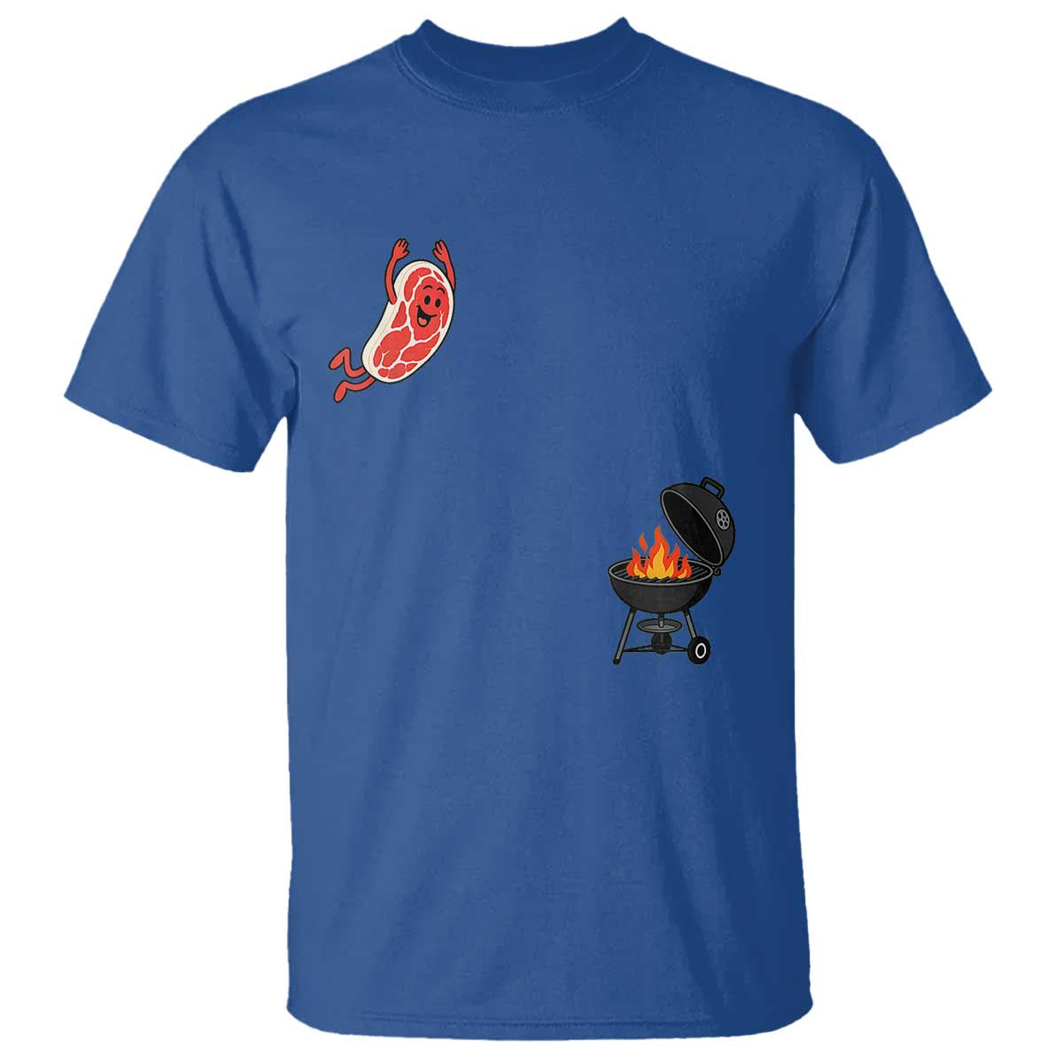 Humorous Diving Steak Charcoal Grill Graphic T Shirt BBQ Grilling Pitmaster Cookout Funny Barbecue Master