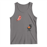 Humorous Diving Steak Charcoal Grill Graphic Tank Top BBQ Grilling Pitmaster Cookout Funny Barbecue Master
