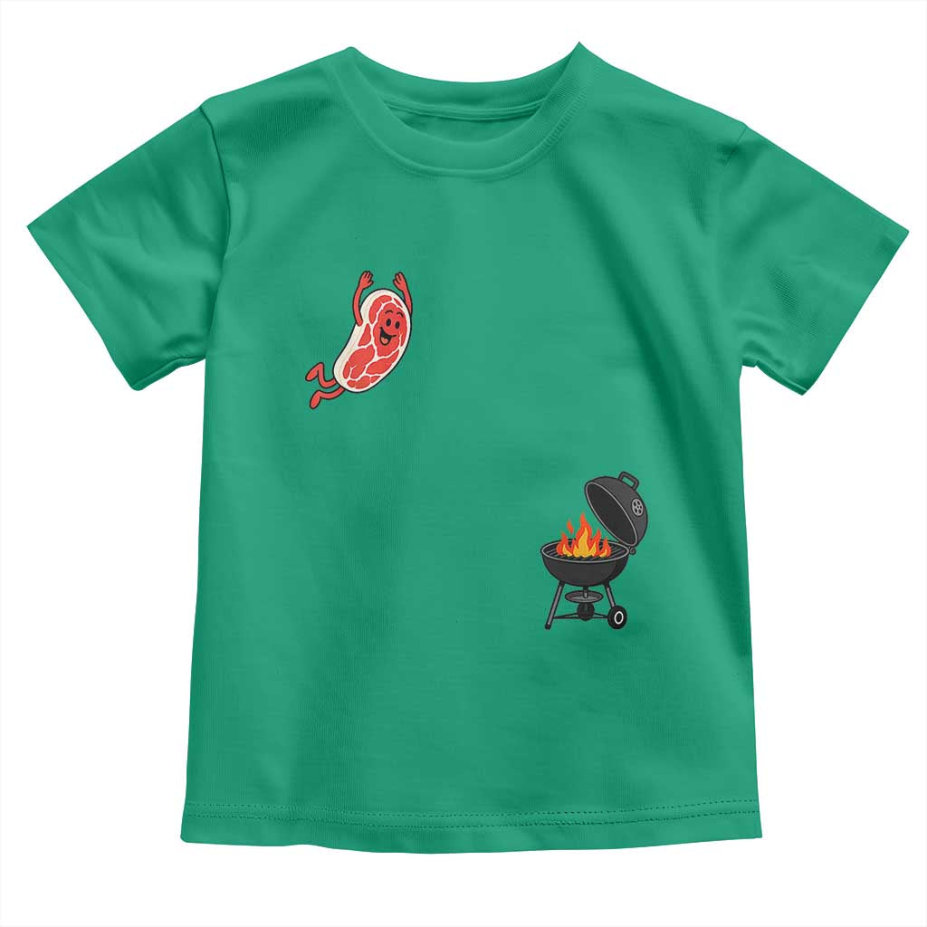 Humorous Diving Steak Charcoal Grill Graphic Toddler T Shirt BBQ Grilling Pitmaster Cookout Funny Barbecue Master