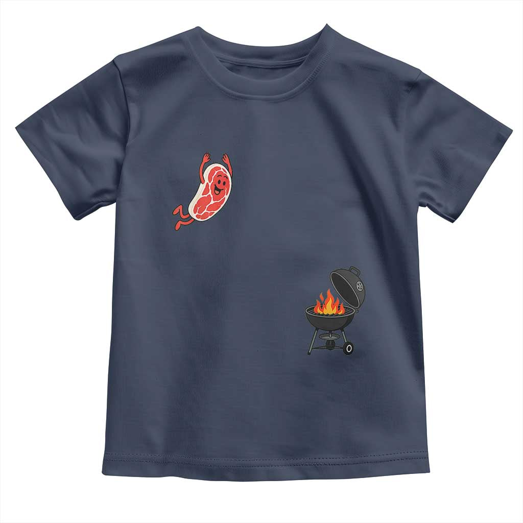 Humorous Diving Steak Charcoal Grill Graphic Toddler T Shirt BBQ Grilling Pitmaster Cookout Funny Barbecue Master