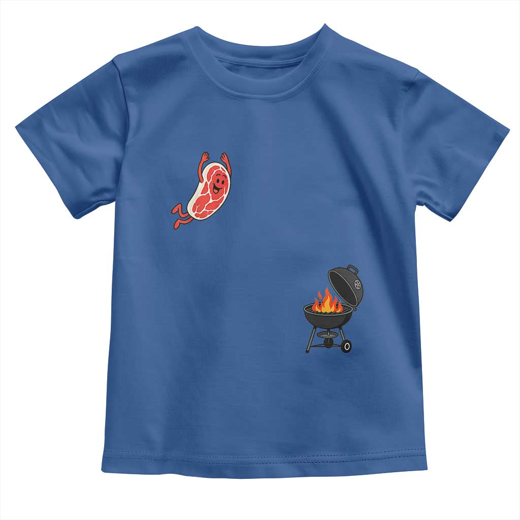 Humorous Diving Steak Charcoal Grill Graphic Toddler T Shirt BBQ Grilling Pitmaster Cookout Funny Barbecue Master