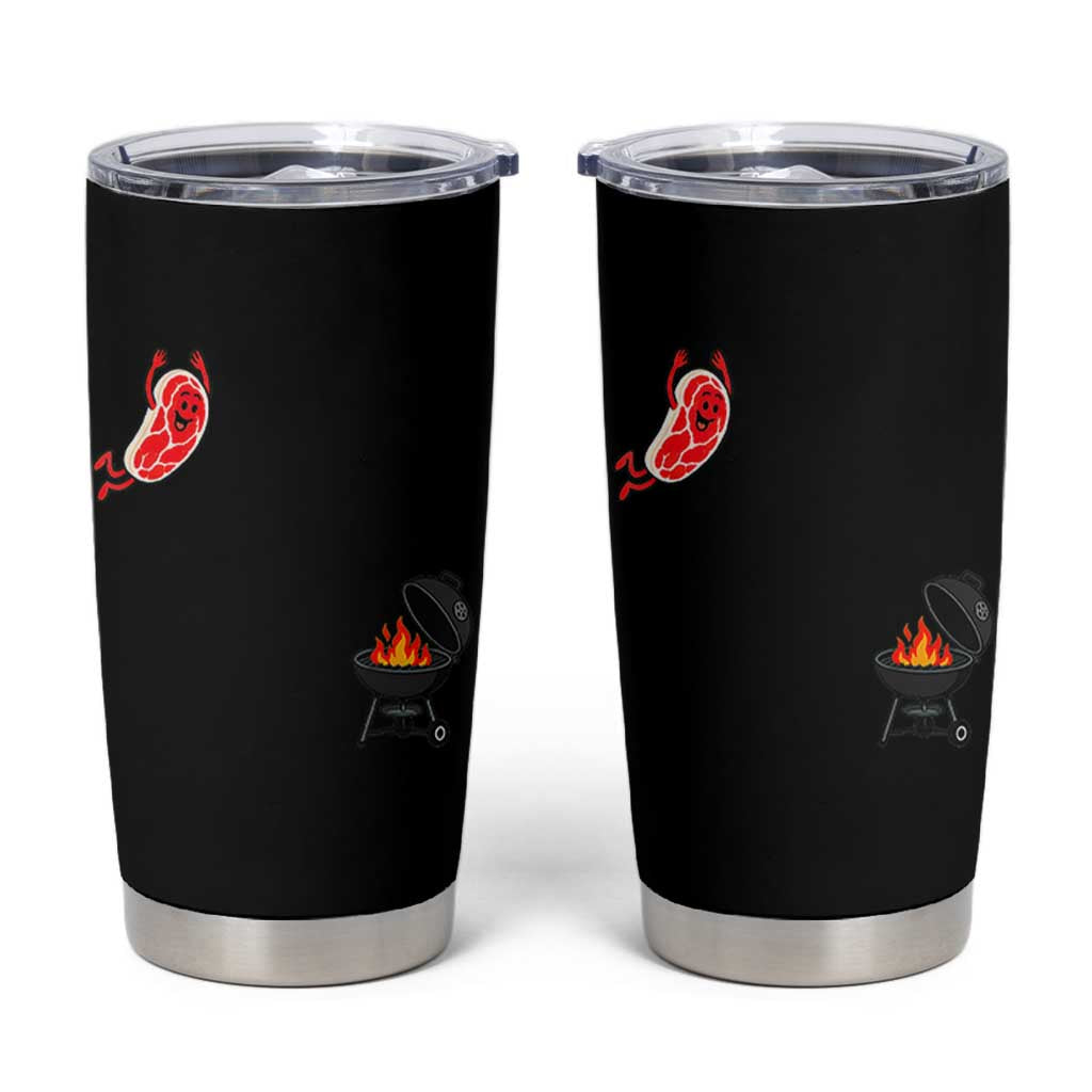 Humorous Diving Steak Charcoal Grill Graphic Tumbler Cup BBQ Grilling Pitmaster Cookout Funny Barbecue Master