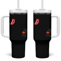 Humorous Diving Steak Charcoal Grill Graphic Tumbler With Handle BBQ Grilling Pitmaster Cookout Funny Barbecue Master