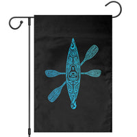 Polynesian Tribal Kayak Graphic Garden Flag Maori Pattern Water Sports Cyan Gradient Paddling