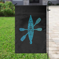 Polynesian Tribal Kayak Graphic Garden Flag Maori Pattern Water Sports Cyan Gradient Paddling
