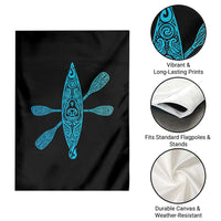 Polynesian Tribal Kayak Graphic Garden Flag Maori Pattern Water Sports Cyan Gradient Paddling