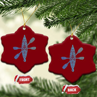 Polynesian Tribal Kayak Graphic Ceramic Ornament Maori Pattern Water Sports Cyan Gradient Paddling