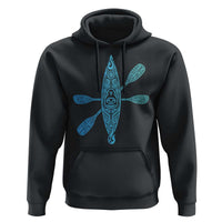 Polynesian Tribal Kayak Graphic Hoodie Maori Pattern Water Sports Cyan Gradient Paddling