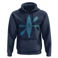 Polynesian Tribal Kayak Graphic Hoodie Maori Pattern Water Sports Cyan Gradient Paddling