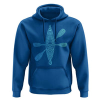Polynesian Tribal Kayak Graphic Hoodie Maori Pattern Water Sports Cyan Gradient Paddling