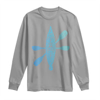 Polynesian Tribal Kayak Graphic Long Sleeve Shirt Maori Pattern Water Sports Cyan Gradient Paddling