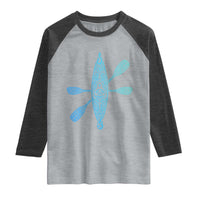 Polynesian Tribal Kayak Graphic Raglan Shirt Maori Pattern Water Sports Cyan Gradient Paddling
