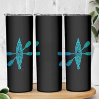 Polynesian Tribal Kayak Graphic Skinny Tumbler Maori Pattern Water Sports Cyan Gradient Paddling