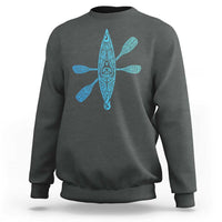 Polynesian Tribal Kayak Graphic Sweatshirt Maori Pattern Water Sports Cyan Gradient Paddling