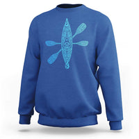 Polynesian Tribal Kayak Graphic Sweatshirt Maori Pattern Water Sports Cyan Gradient Paddling