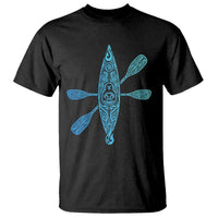 Polynesian Tribal Kayak Graphic T Shirt Maori Pattern Water Sports Cyan Gradient Paddling