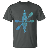Polynesian Tribal Kayak Graphic T Shirt Maori Pattern Water Sports Cyan Gradient Paddling
