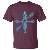 Polynesian Tribal Kayak Graphic T Shirt Maori Pattern Water Sports Cyan Gradient Paddling