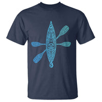 Polynesian Tribal Kayak Graphic T Shirt Maori Pattern Water Sports Cyan Gradient Paddling