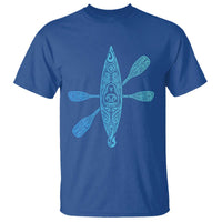 Polynesian Tribal Kayak Graphic T Shirt Maori Pattern Water Sports Cyan Gradient Paddling