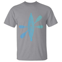 Polynesian Tribal Kayak Graphic T Shirt Maori Pattern Water Sports Cyan Gradient Paddling