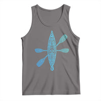 Polynesian Tribal Kayak Graphic Tank Top Maori Pattern Water Sports Cyan Gradient Paddling