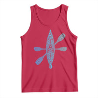 Polynesian Tribal Kayak Graphic Tank Top Maori Pattern Water Sports Cyan Gradient Paddling