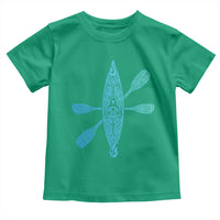 Polynesian Tribal Kayak Graphic Toddler T Shirt Maori Pattern Water Sports Cyan Gradient Paddling