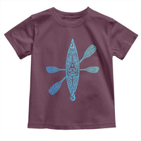 Polynesian Tribal Kayak Graphic Toddler T Shirt Maori Pattern Water Sports Cyan Gradient Paddling